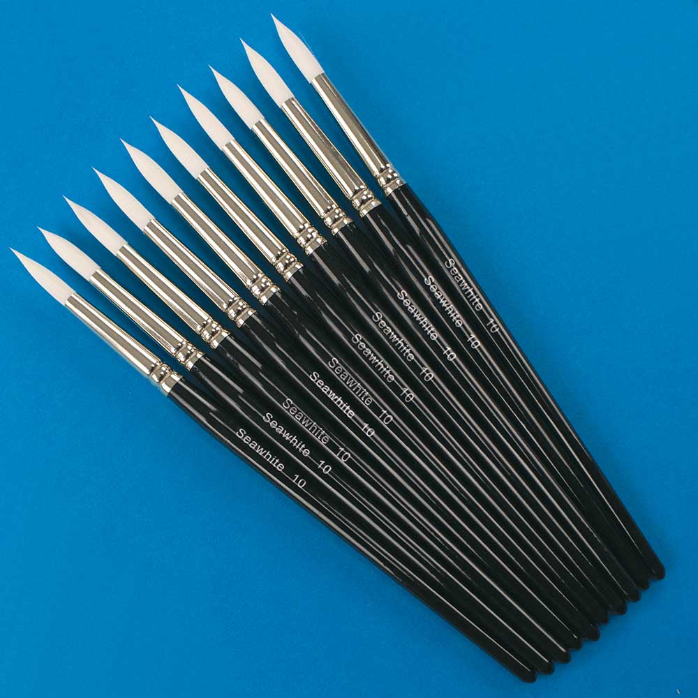White Synthetic Fine Brush, Round