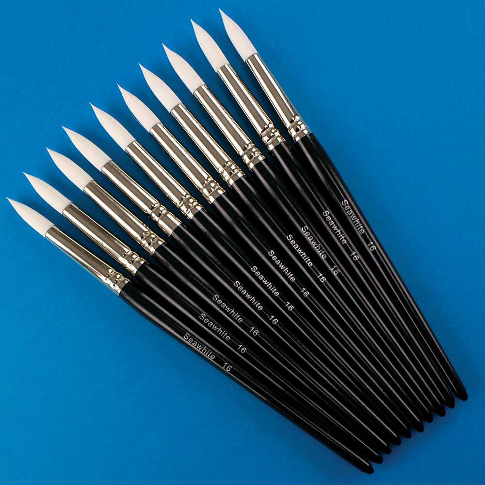 White Synthetic Fine Brush, Round