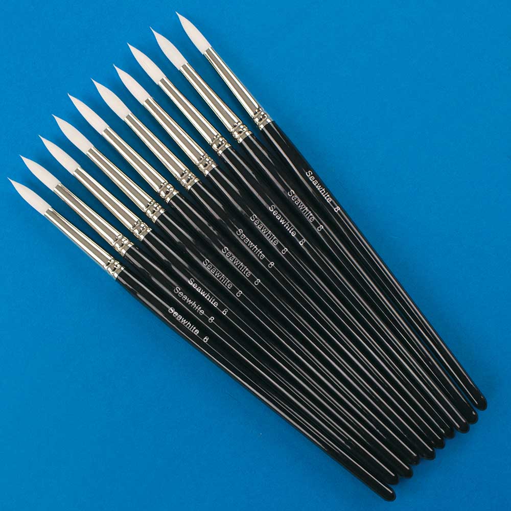 White Synthetic Fine Brush, Round