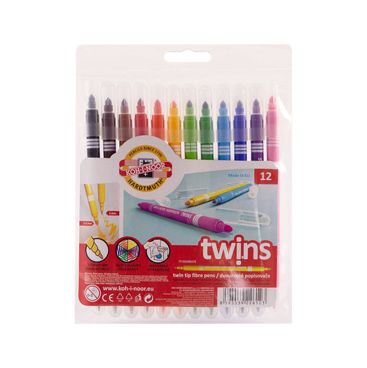 Felt Tip Pens, Twin Tipped, Pack of 12