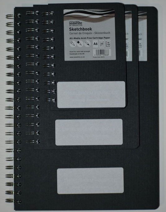 SPECIAL OFFER Seconds "A"-Size Black Microline Cover Euro Sketchbook, White Paper, Pack of 5
